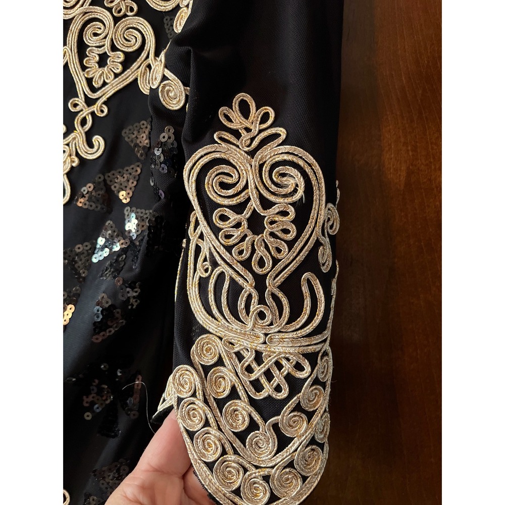 Simply Couture Black Sequin Embroidered Tunic Top/Mini Dress Size S NWT - Picture 4 of 16